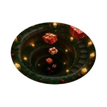 Imagem de Tapete De Boas-Vindas Com Estampa 3D De Bengala Doce De Natal E Furos 