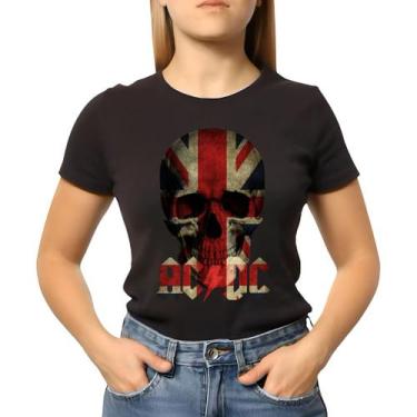 Imagem de Baby Look Feminina Banda Acdc Caveira Inglaterra Nova - NoBrand, Preto