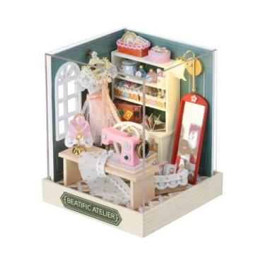 Imagem de Kit De Modelo De Casa De Bonecas 3D De Madeira Com Luz LED, Brinquedo 