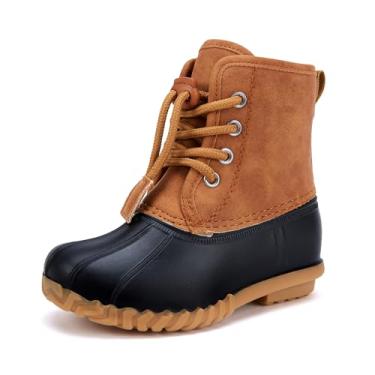 Imagem de BMCiTYBM Botas de inverno infantis impermeáveis para meninos e meninas, cano alto, sapatos quentes para clima frio (bebês/crianças pequenas), Marrom, 9 Toddler