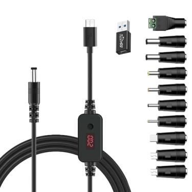 Imagem de YiKaiEn Carregador rápido universal PD, cabo adaptador multitensão USB-C para CC 5V/9V/12V/15V/20V com tela LED, 11 conectores, para telefones, laptops, tablets, luz LED, lâmpadas, câmeras, roteadores