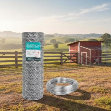 Imagem de Tela Mangueirão Fio 18 1,00x50m Malha 3 Galvanizada Cercamento Rural H