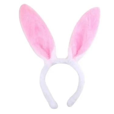 Imagem de Tiara Arco Orelha de Coelho Pelúcia Páscoa Fantasia Carnaval Cor:Rosa 
