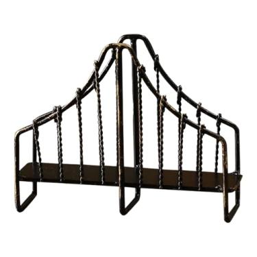 Imagem de Suporte de guardanapo de metal | Dispensador de rack de de seda de metal de cozinha, suporte de lenço vertical retrô para economia de espaço, ponte de ferro acessórios de cozinha para jantar em