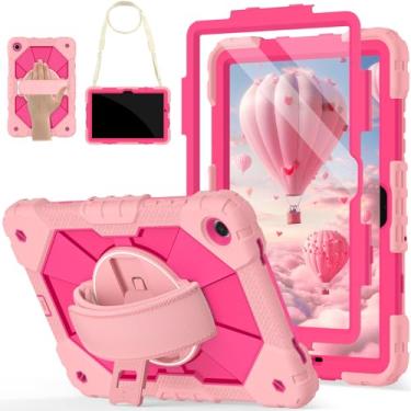 Imagem de Nitupai Capa para Samsung Galaxy Tab A11 Plus/A9+ 2025/2023 de 11 polegadas, capa robusta para tablet Samsung A9 Plus com suporte giratório 360, alça de ombro, protetor de tela, rosa
