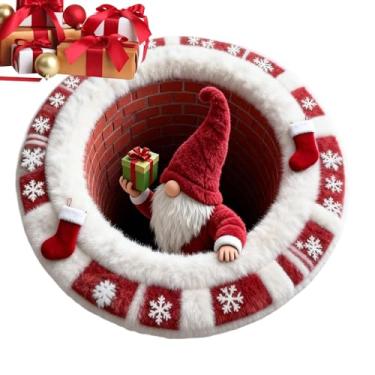 Imagem de Tapete 3D | Decoração de casa engraçada 3D antiderrapante - Tapetes de Papai Noel para ambientes internos - para ambientes internos e externos, quarto, cozinha, apartamento, entrada, festa, pátio