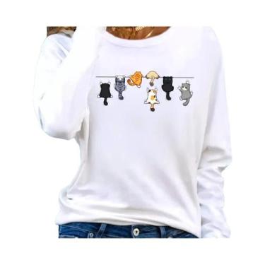 Imagem de Camiseta Feminina De Manga Comprida Com Estampa De Lábios Vermelhos, A