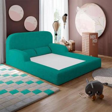 Imagem de Cama Montessoriana Casal Encanto 100 Espuma Verde Água Keiko - Keiko C