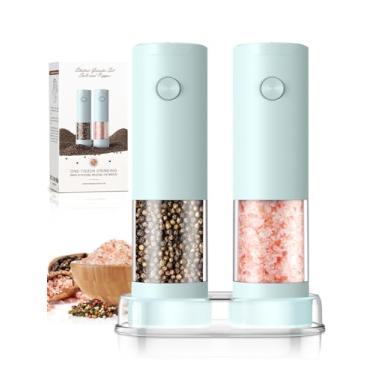 Imagem de Conjunto de moedor elétrico de sal e pimenta com bateria automática, moedor de pimenta, grossura ajustável, maior capacidade com LED para casa e utensílios de cozinha, presentes de aniversário para