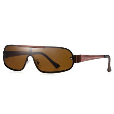 Imagem de Óculos De Sol Piloto Barcur Ultra Leve Alumínio Masculino Lente Polarizada Uv400 Marrom