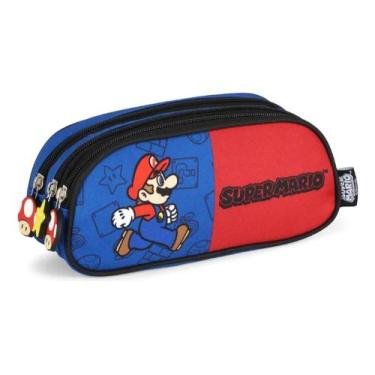 Imagem de Estojo Escolar Triplo Mario Bros Azul Et49903mo Luxcel - Azul - Mario 