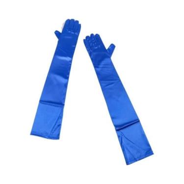 Imagem de Luvas Longas De Cetim Elástico Para Mulheres De 55cm Para Casamento, F