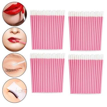 Imagem de Kit 200 Aplicador Batom Gloss Maquiagem Cílios Descartável Lash Design