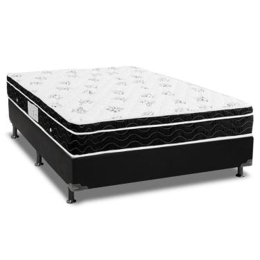 Imagem de Cama Box Casal: Colchão Molas Bonnel Ortobom Nanolastic Physical Spring + Base Black(138X188)