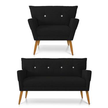 Imagem de Kit Namoradeira E Poltrona Anitta Linho D'rossi A79 Preto