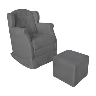 Imagem de Poltrona Decorativa Amamentação Balanço Com Puff Suede Zoe Cor:Bege Es