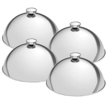 Imagem de Kit 4 Cloches Tramontina Service Em Aço Inox 24,5 Cm De Diâmetro Tampa Cobrir Alimentos...