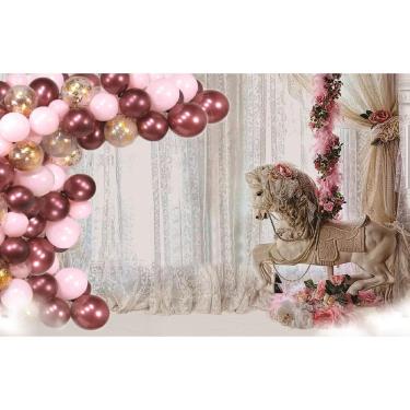 Imagem de Fundo Fotográfico Em Tecido Cavalinho Balões 2,20X1,50