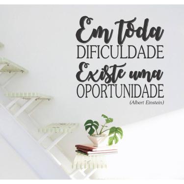 Imagem de Adesivo Decorativo Parede Frase Dificuldade 47x47 cm