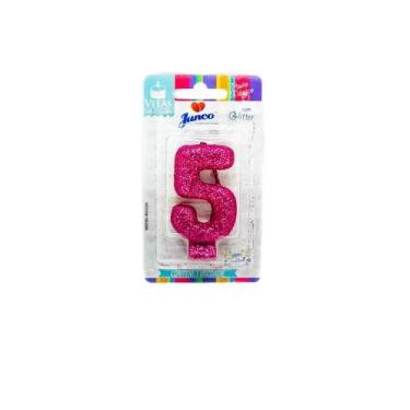 Imagem de Vela Aniversario Live Colors Com Gliter Pink N5 Junco