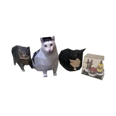Imagem de Modelo De Papel 3D De Gato DIY, Figurinha De Gato Rotativa Para Decora