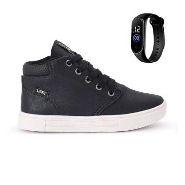 Imagem de Tenis Botinha Infantil Meninos Casual Cano Alto Confortavel + Relogio-Masculino