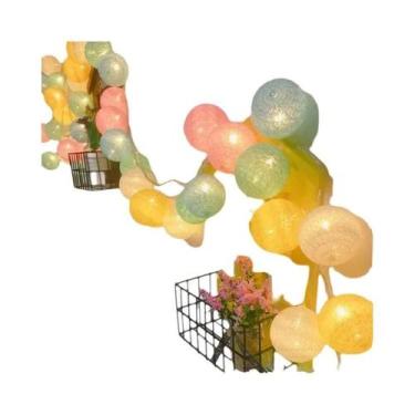 Imagem de Luzes De Cordão Com 20 LEDs Em Formato De Bolas De Algodão, Guirlanda 