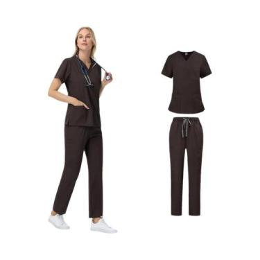 Imagem de Uniforme De Enfermeira Unissex Em 2 Peças Com Calças Retas E Bolsos, R