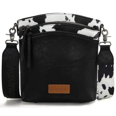 Imagem de Bolsa tiracolo Montana West Cow Print em material vegano MWC-1851BK