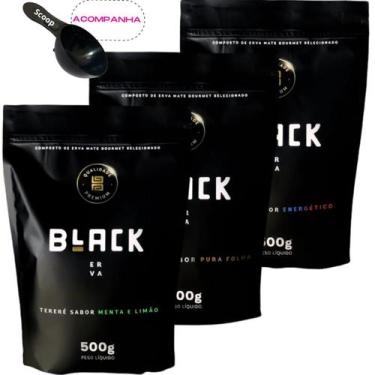 Imagem de KiT Tereré 3 Pacotes Black Erva Mate Personalizado Gourmet Premium Esc