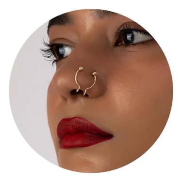 Imagem de Piercing de Nariz de Pressão Fake Falso Acessório Dourado - - anjo da 