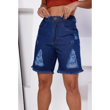 Imagem de Bermuda Jeans Feminina Corte a Fio Moda Blogueira Com rasgo - Alik Jea