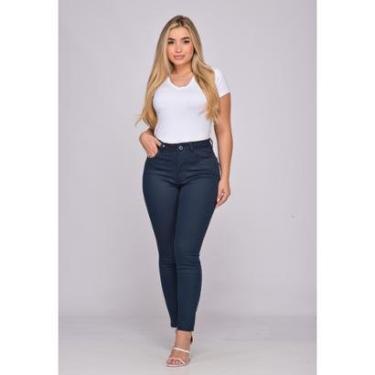 Imagem de Calça Feminina Sarja com Elastano 7914 Azul Marinho Bella Canvas-Feminino