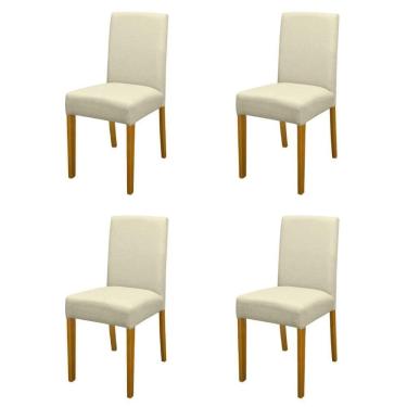 Imagem de Kit 4 Cadeiras De Jantar Estofadas Madeira Maciça Multimóveis Cr15021 Madeirado-Bege