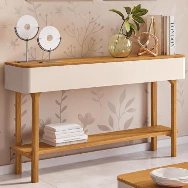 Imagem de Aparador Sala De Estar 136cm Com Prateleira Fiero Off/cinamomo - Hb Móveis