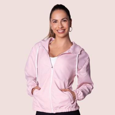 Imagem de Jaqueta Adulto Corta Vento Selene Feminina Com Bolso Capuz, Rosa, M