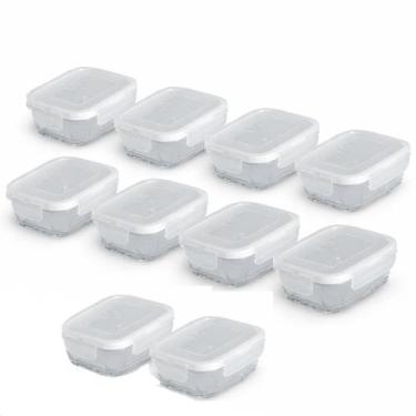 Imagem de Kit 10 Potes Vidro 1150ml Hermético Marmita Forno Refratário - Casa Ra