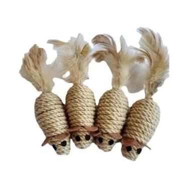 Imagem de Brinquedo Interativo Para Gatos De Sisal Resistente a Mordidas, Rato D