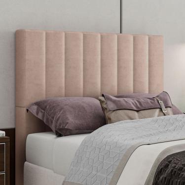 Imagem de Cabeceira Estofada Esmeralda Casal 140 Cm Veludo Rosê Sonhar Estofados