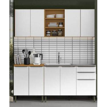Imagem de Kit Cozinha Modulada Luana 190cm com Balcão 120cm p/ Pia Sem Cuba - Ci