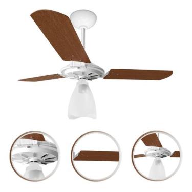 Imagem de Ventilador Teto Ventex Yris 150W Branco Mogno 3 Pás Turbo 3 Velocidade