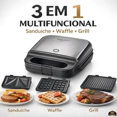 Imagem de Sanduicheira 3 Em 1 Multifuncional 1200w Grill Waffle Antiad - Sokanny