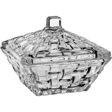 Imagem de Potiche Quadrado Home&co Com Tampa Vidro 5x7x7cm Transparente Baleiro 
