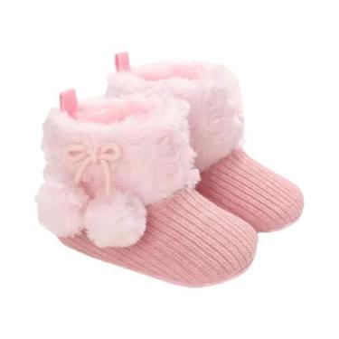Imagem de Botas De Neve Para Bebê Menina Rosa Com Pelúcia Grossa E Quente, Antid