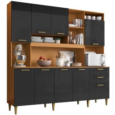 Imagem de Armário de Cozinha Aramóveis Mega Petra R2000449 espaço para micro-ondas com 208 cm de...