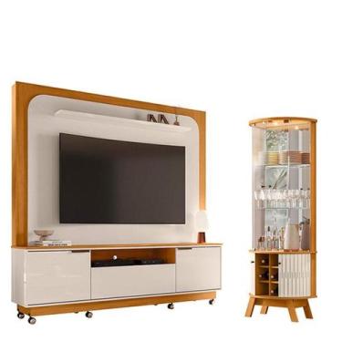 Imagem de Estante Home Theater Nilo com Rodízios com Cristaleira Mariana Cinamom
