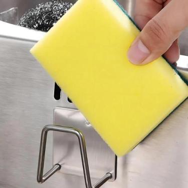 Imagem de Porta esponja adesivo inox para pia suporte multiuso cozinha banheiro 