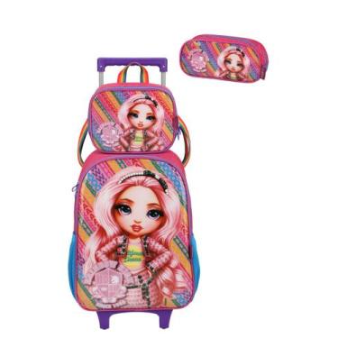 Imagem de Kit Mochila De Rodinhas Lancheira Estojo Menina Rainbow High - LUXCEL,
