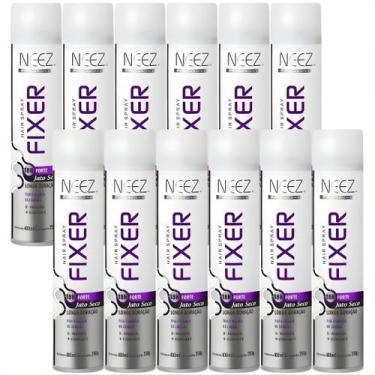 Imagem de Kit 12 Spray Fixador De Cabelo Profissional Neez Laque Fixação Forte J