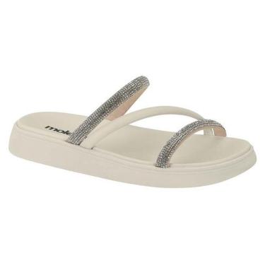 Imagem de Sandália Moleca 5469.121 Flatform Com Brilhos, 33, Cristal, Creme, Bra